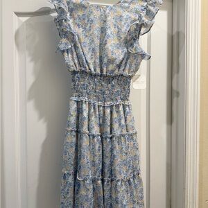 Altar'd State Blue Smocked Tiered Sundress
